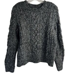 Banana Republic Women's Gray and Black Blended Wool‎ Cable Knit Sweater Size M